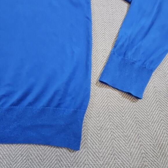 Banana Republic Men's Sweater XL Blue V Neck Knit Silk Cashmere Pullover Luxury - Picture 2 of 16